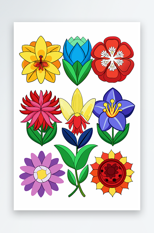 花朵矢量图标插画元素-众图网