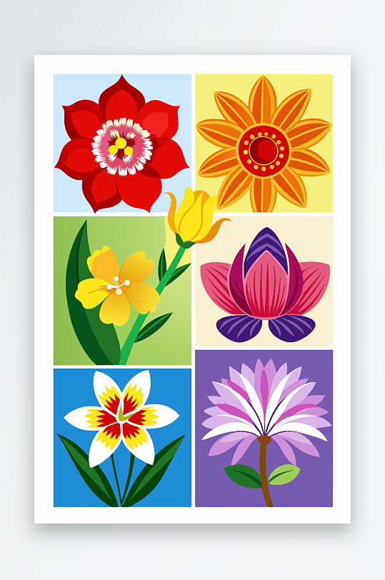 花朵矢量图标插画元素-众图网