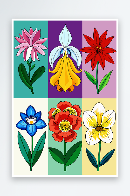 花朵矢量图标插画元素-众图网