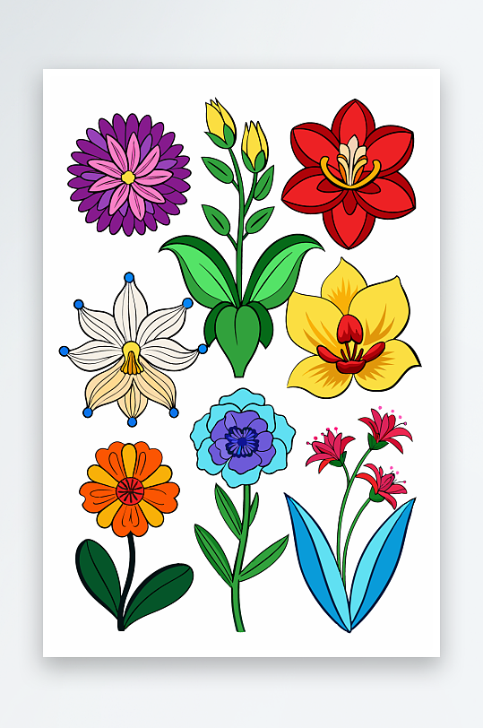 花朵矢量图标插画元素-众图网