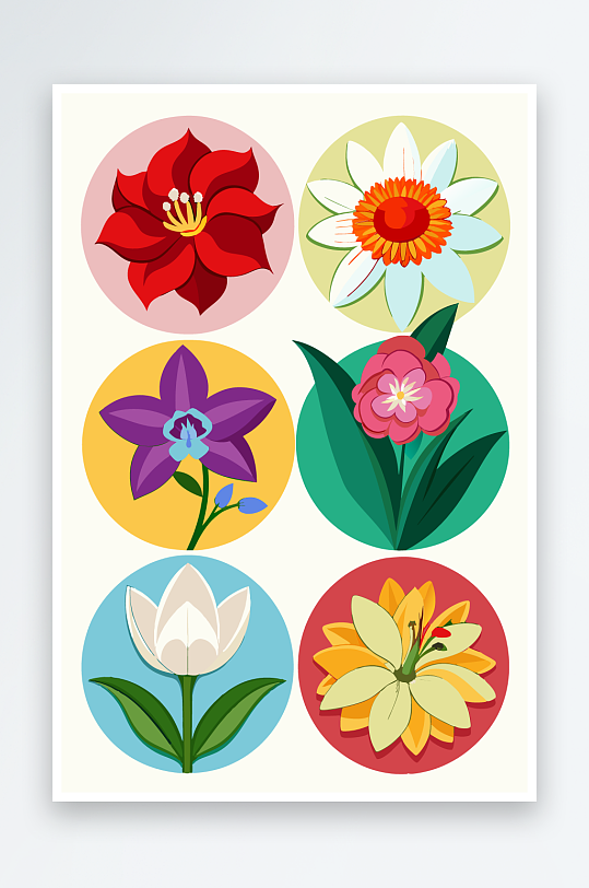 花朵矢量图标插画元素-众图网