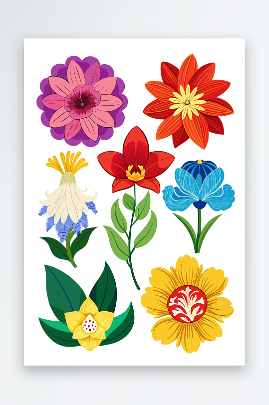 花朵矢量图标插画元素-众图网