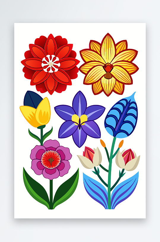 花朵矢量图标插画元素-众图网