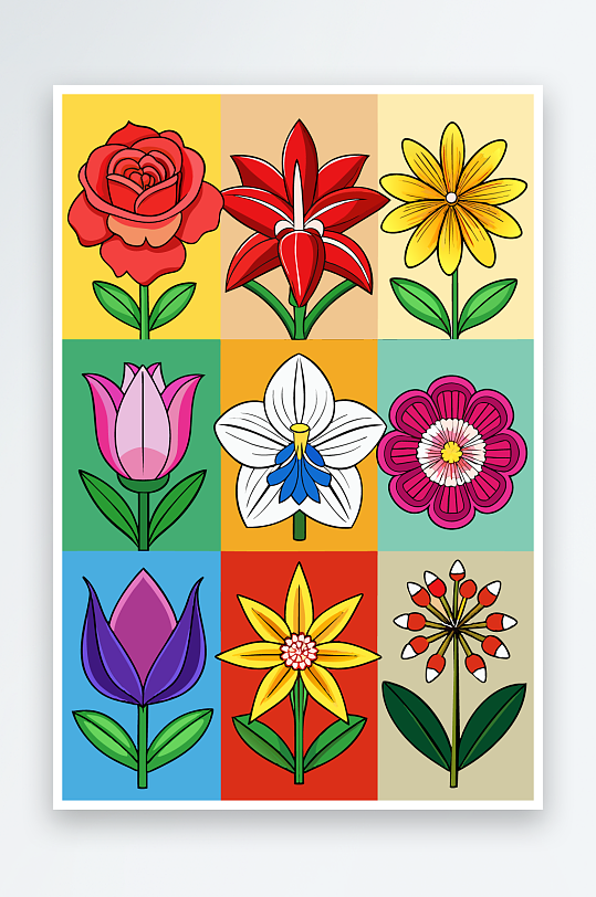 花朵矢量图标插画元素-众图网