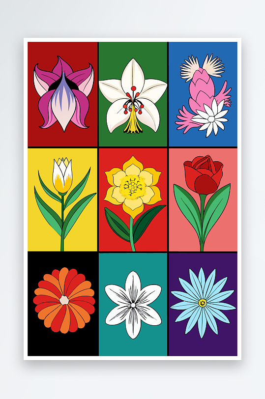 花朵矢量图标插画-众图网