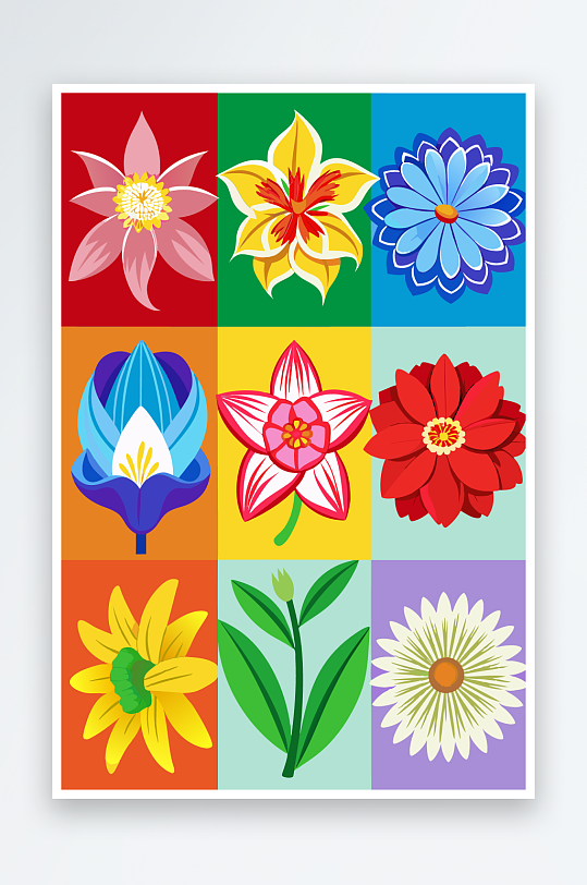 花朵矢量图标插画-众图网