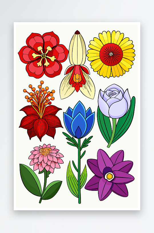 花朵矢量图标插画-众图网