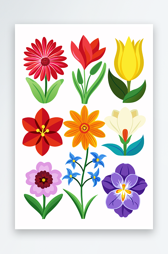 花朵矢量图标插画-众图网