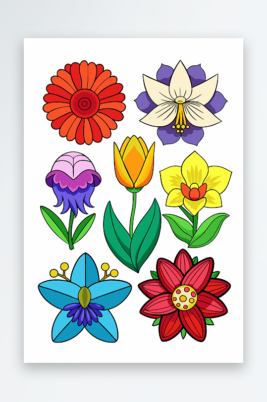 花朵矢量图标插画-众图网