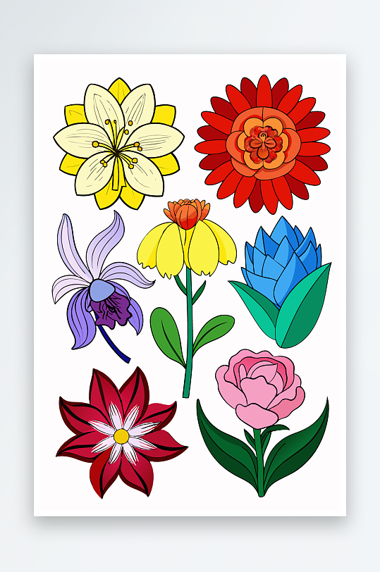 花朵矢量图标插画-众图网