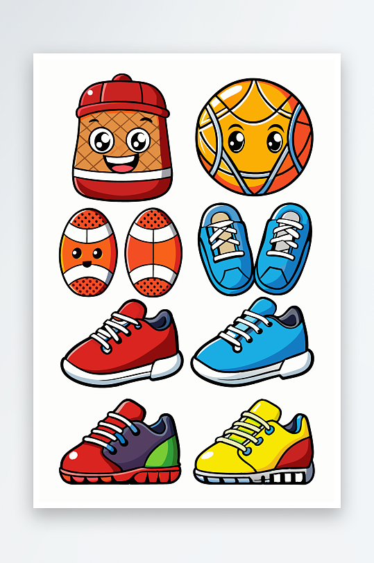 运动装备图标插画元素-众图网