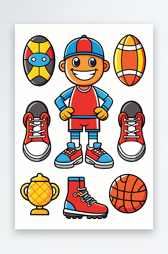 运动装备图标插画元素-众图网