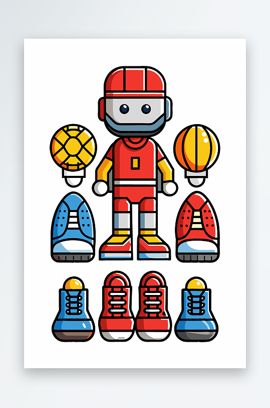 运动装备图标插画元素-众图网