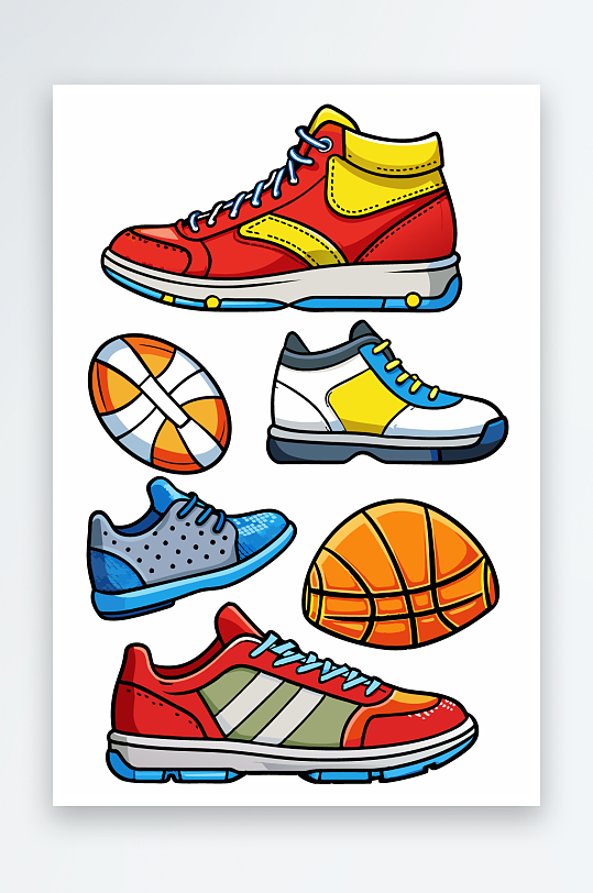 运动装备图标插画元素-众图网