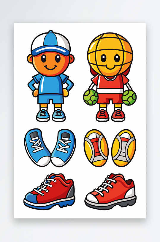 运动装备图标插画元素-众图网