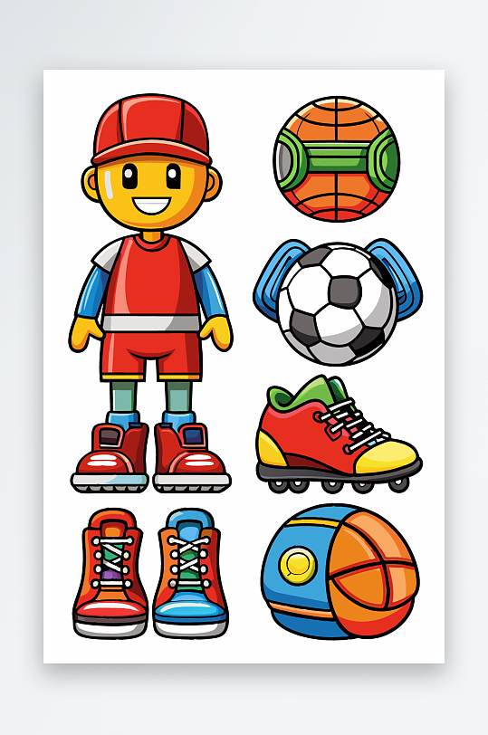 运动装备图标插画元素-众图网