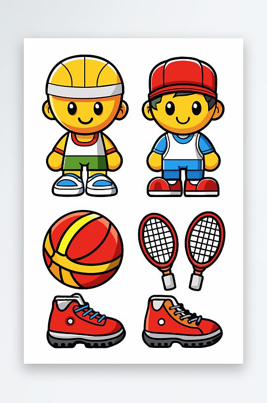 运动装备图标插画元素-众图网