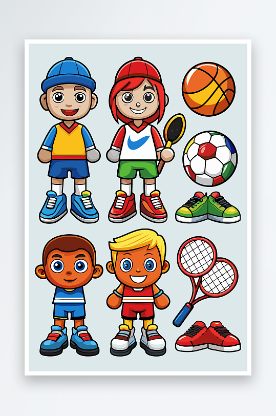 运动装备图标插画元素-众图网