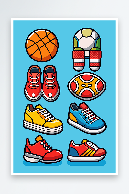 运动装备图标插画元素-众图网