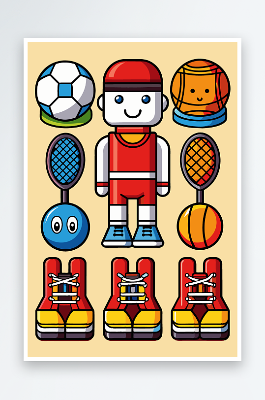 运动装备图标插画-众图网