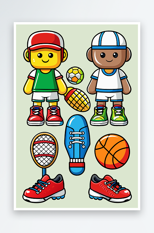 运动装备图标插画-众图网