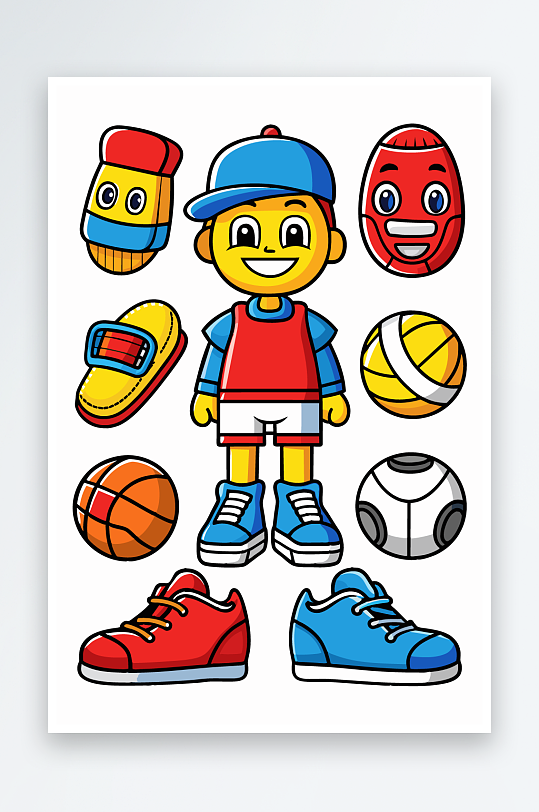 运动装备图标插画-众图网