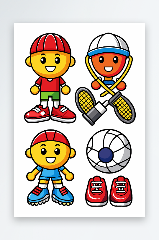 运动装备图标插画-众图网