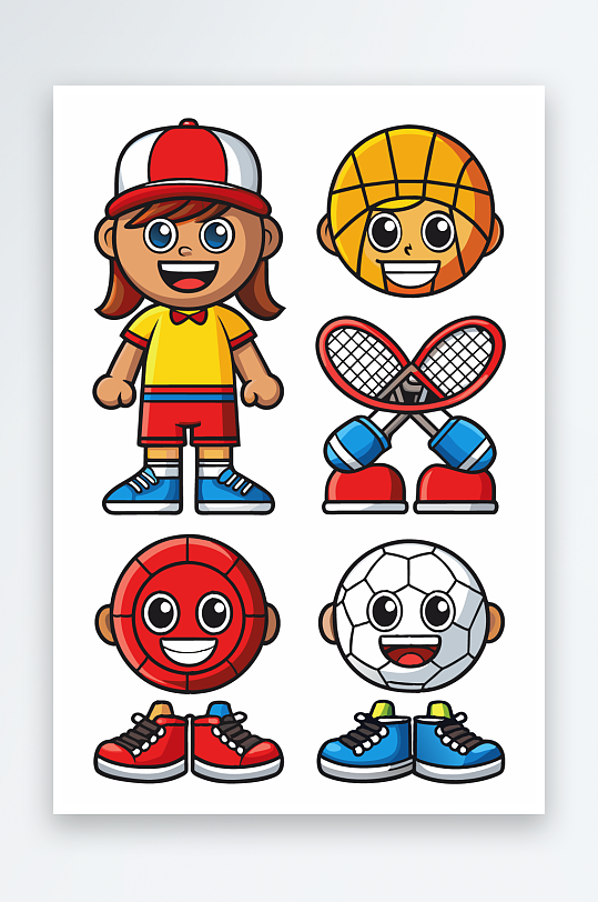 运动装备图标插画-众图网