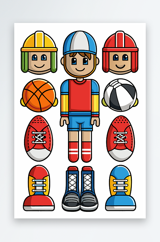 运动装备图标插画-众图网