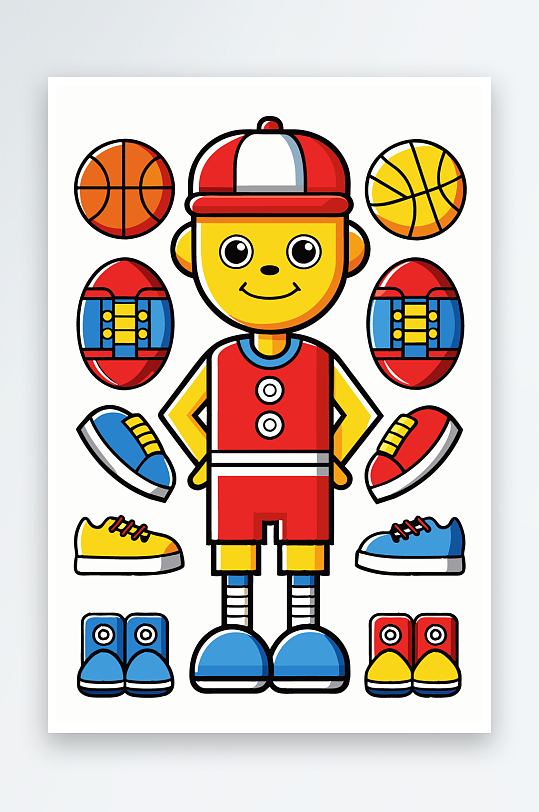 运动装备图标插画元素-众图网