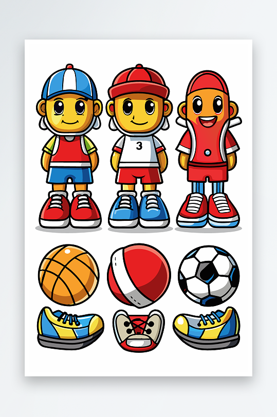 运动装备图标插画元素-众图网