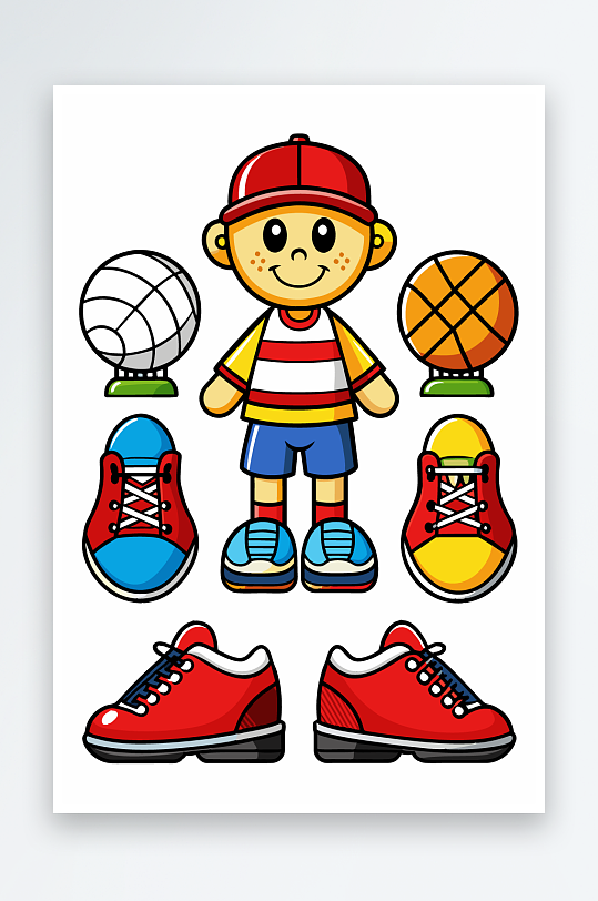 运动装备图标插画元素-众图网