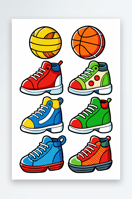 运动装备图标插画元素-众图网