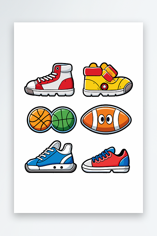 运动装备图标插画元素-众图网