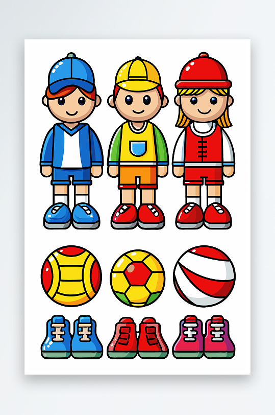 运动装备图标插画元素-众图网