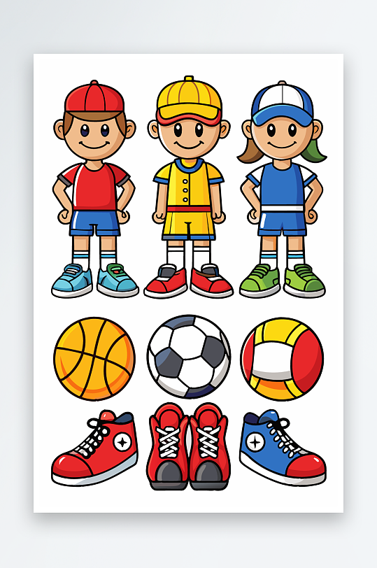 运动装备图标插画元素-众图网