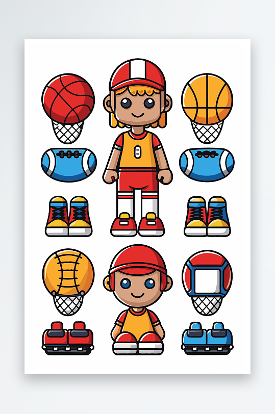 运动装备图标插画元素-众图网