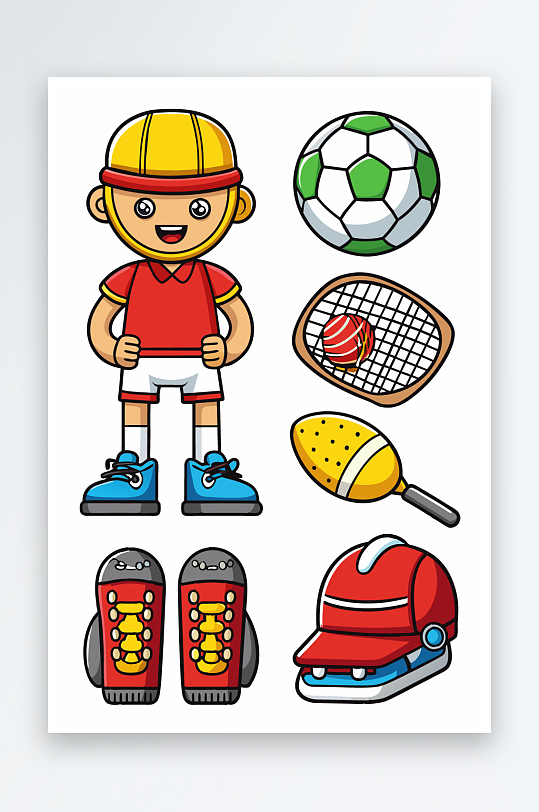 运动装备图标插画元素-众图网