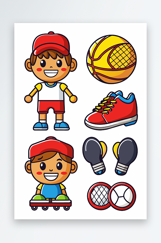 运动装备图标插画元素-众图网