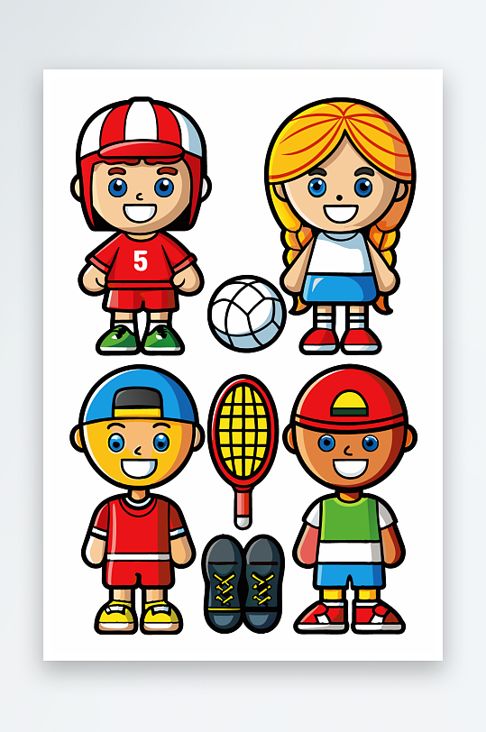 运动装备图标插画-众图网