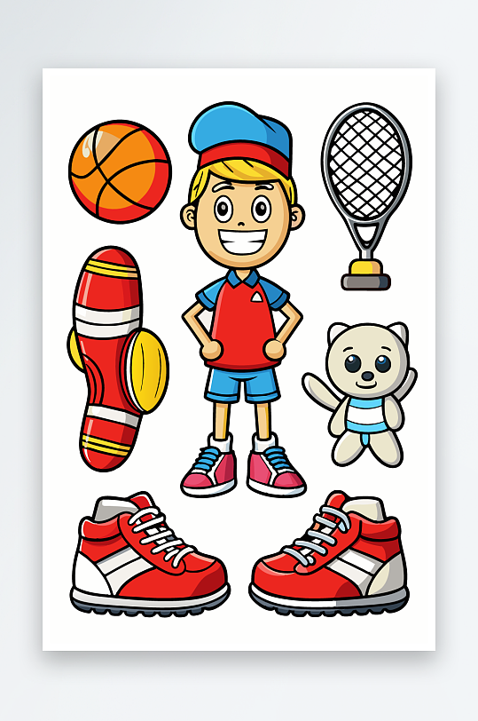 运动装备图标插画-众图网