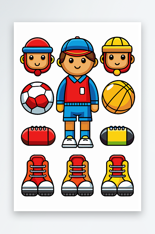 运动装备图标插画-众图网