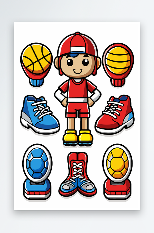 运动装备图标插画-众图网