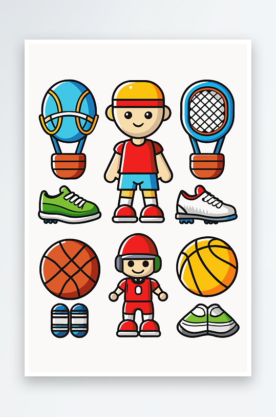 运动装备图标插画-众图网