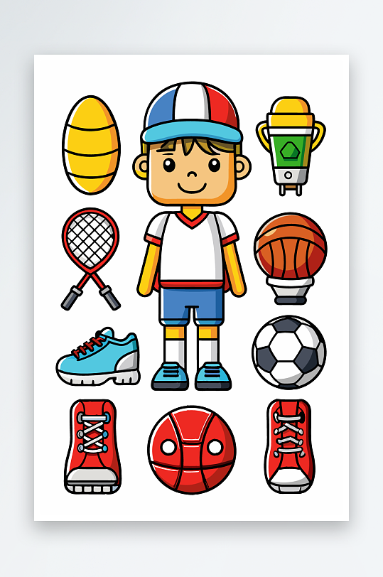 运动装备图标插画-众图网