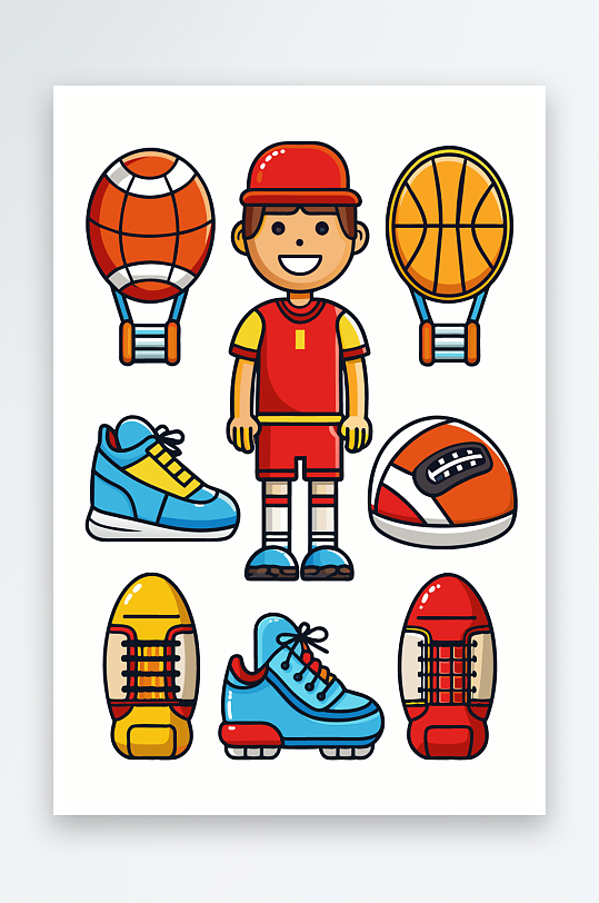 运动装备图标插画元素-众图网