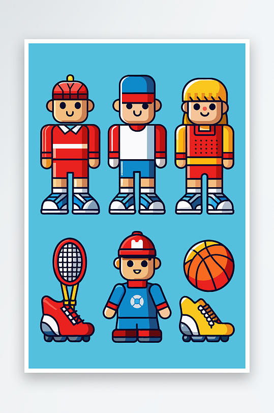 运动装备图标插画元素-众图网