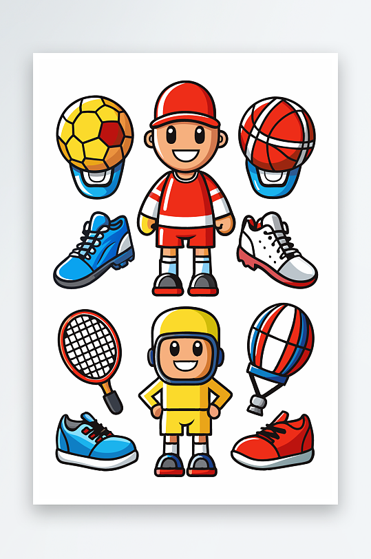 运动装备图标插画元素-众图网