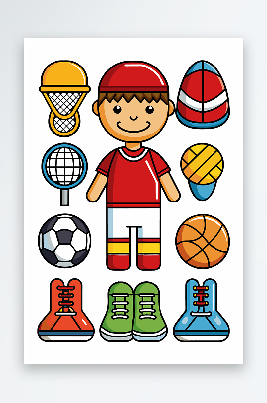 运动装备图标插画元素-众图网