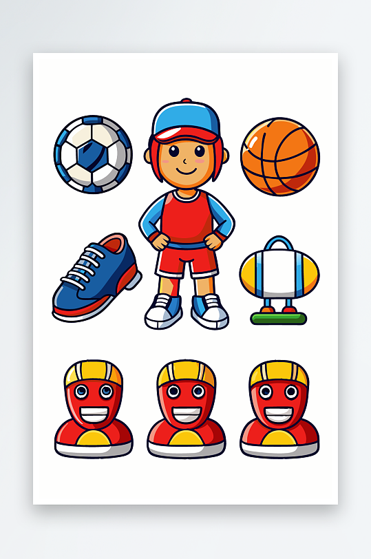 运动装备图标插画元素-众图网